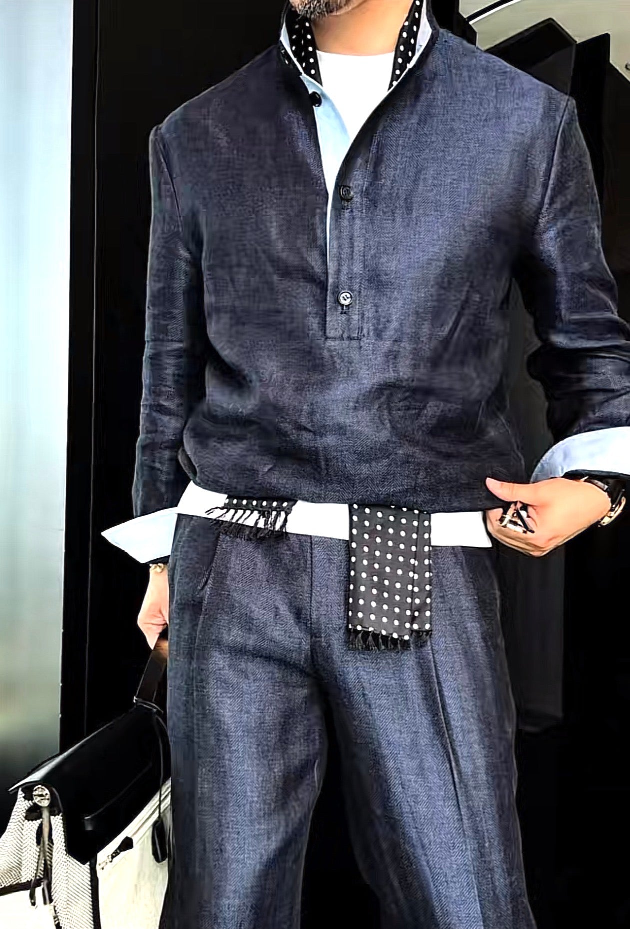 Premium Linen-Blend Henley Suit