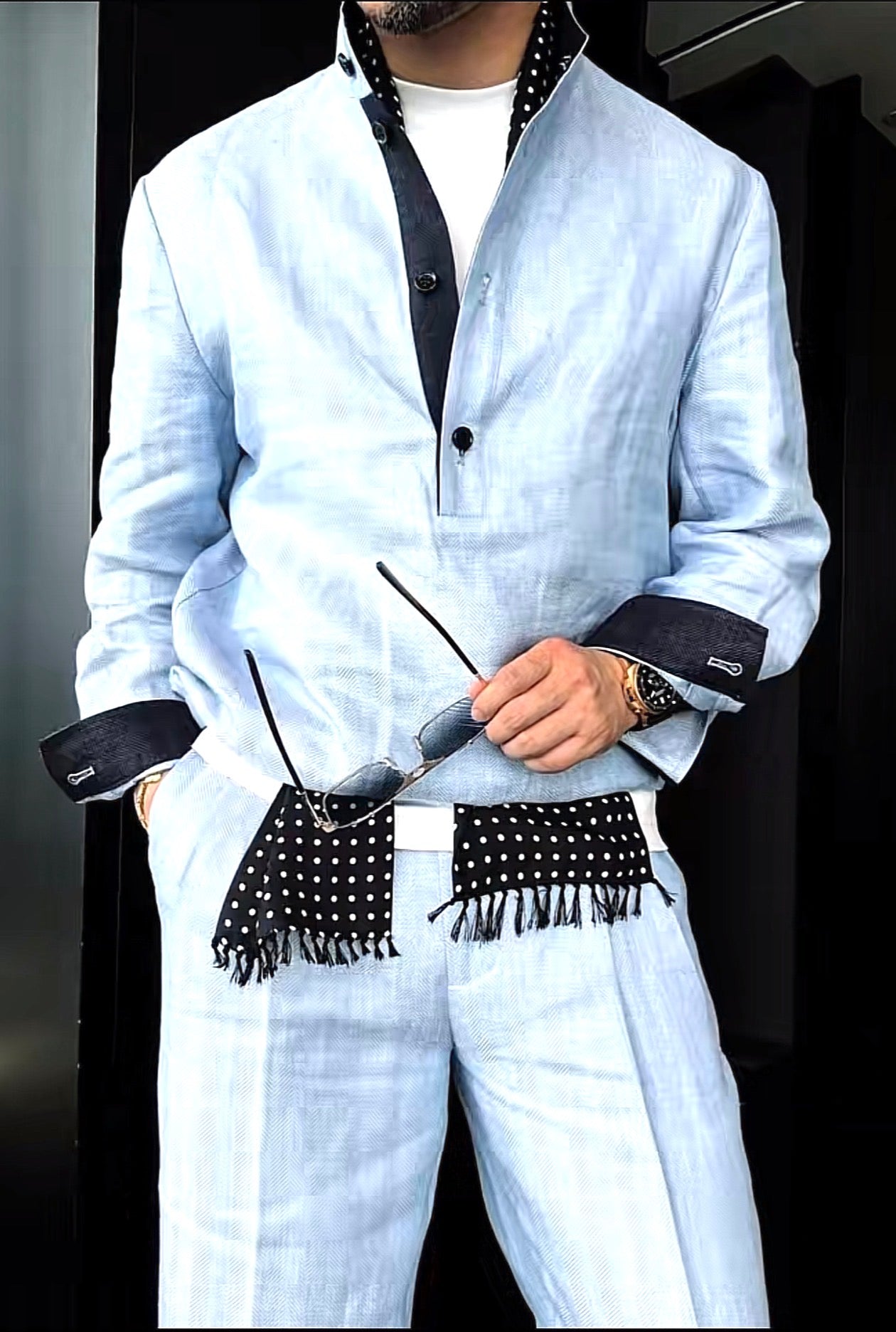 Premium Linen-Blend Henley Suit