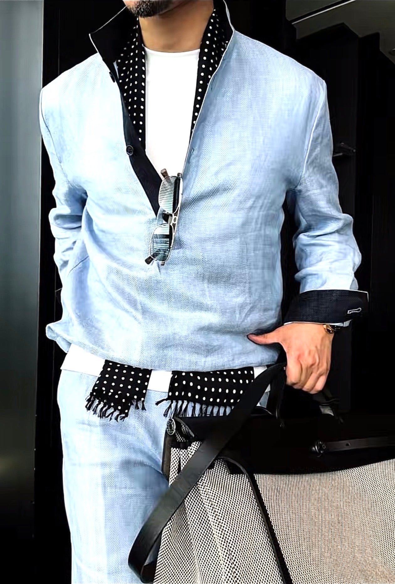 Premium Linen-Blend Henley Suit