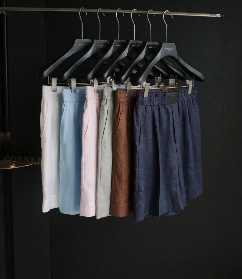 Luxury Premium Linen 2-Piece Summer Set | Mandarin Collar Short Sleeve Shirt & Breathable Shorts for Men