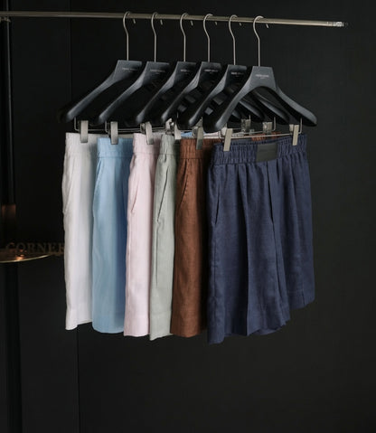 Luxury Premium Linen 2-Piece Summer Set | Mandarin Collar Short Sleeve Shirt & Breathable Shorts for Men