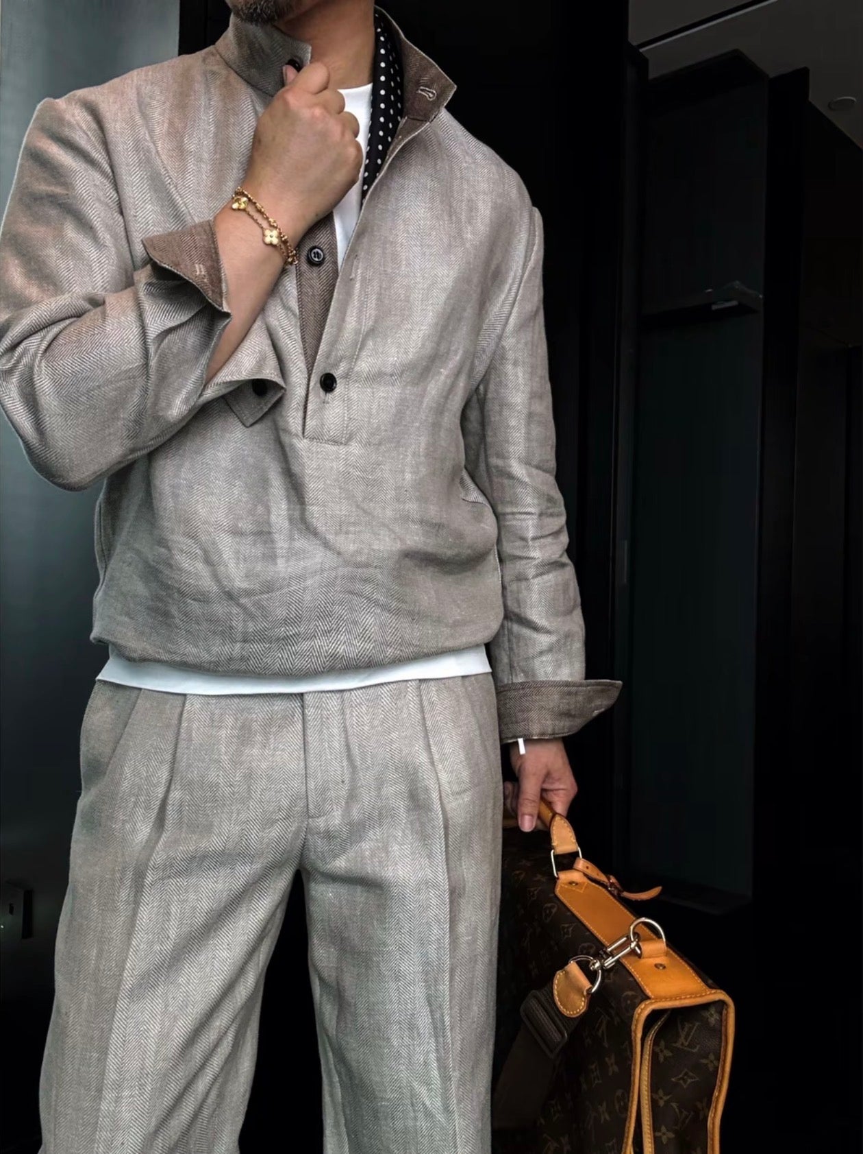 Premium Linen-Blend Henley Suit