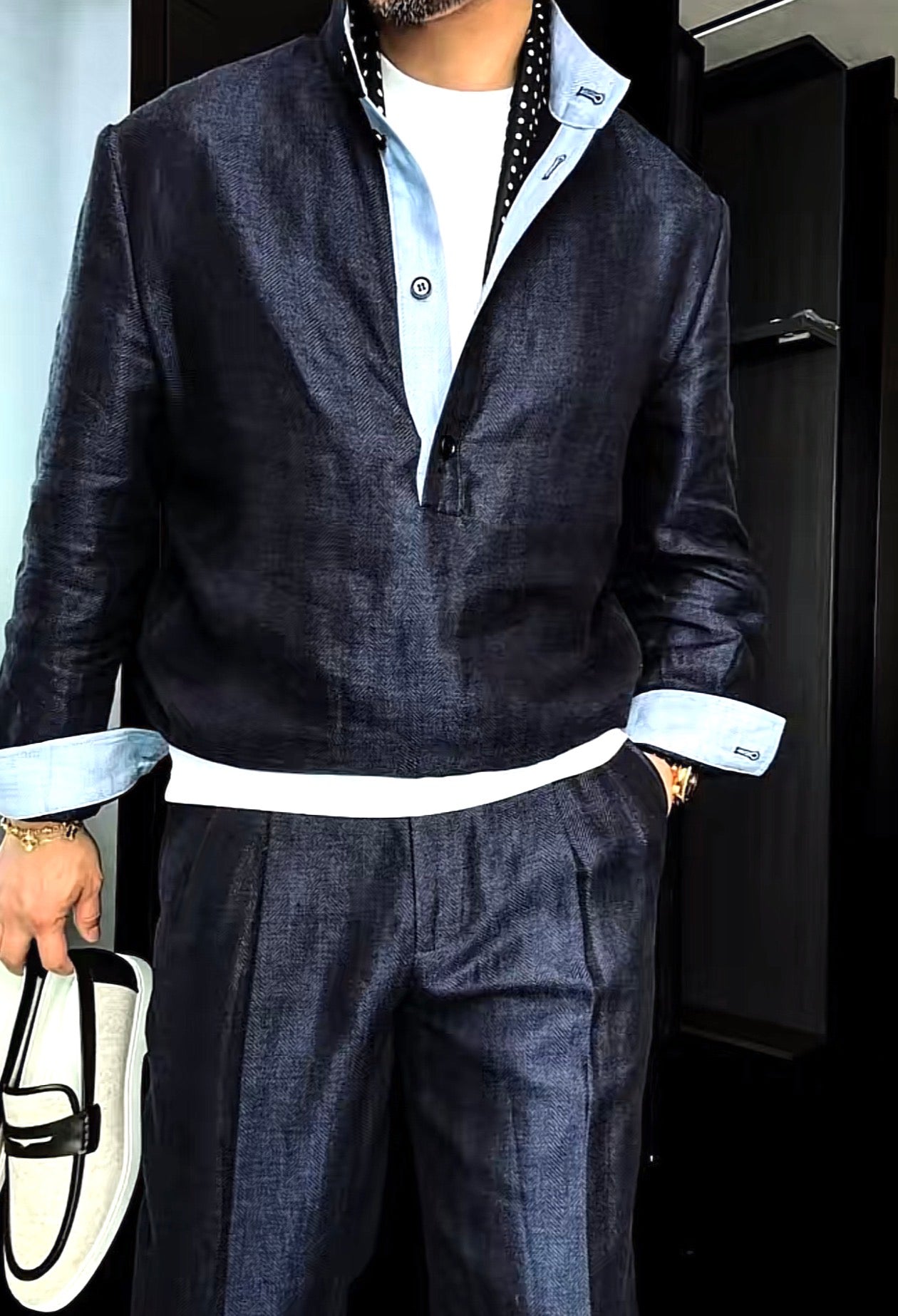 Premium Linen-Blend Henley Suit