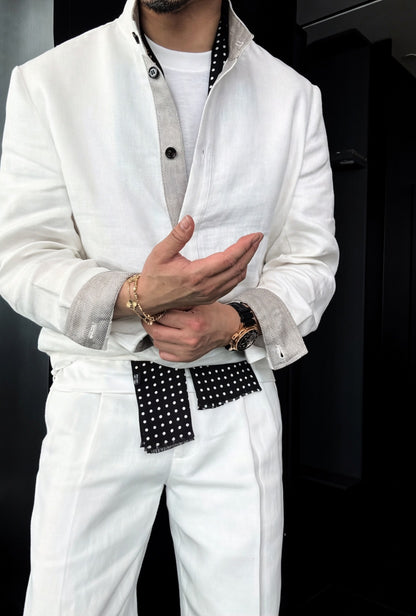 Premium Linen-Blend Henley Suit