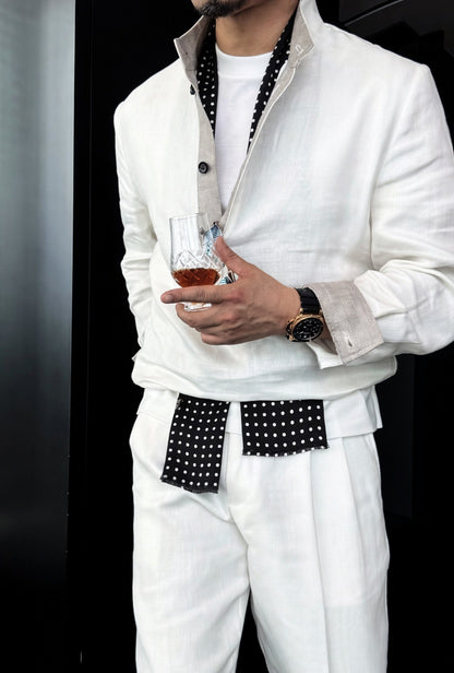 Premium Linen-Blend Henley Suit