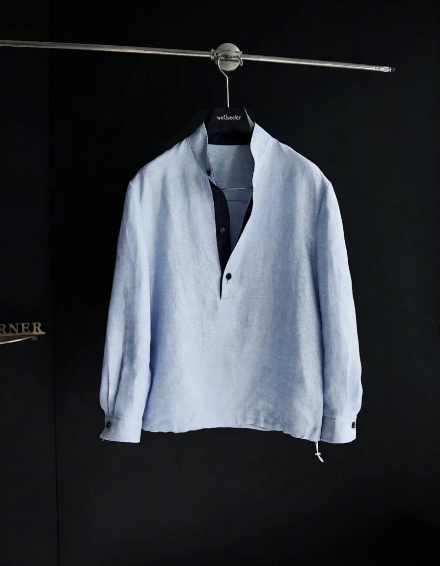 Premium Linen-Blend Henley Suit