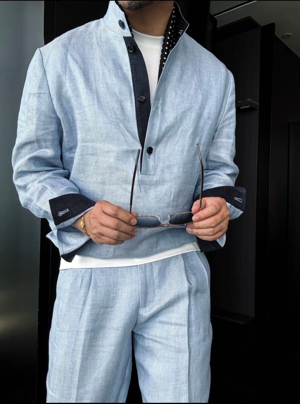 Premium Linen-Blend Henley Suit