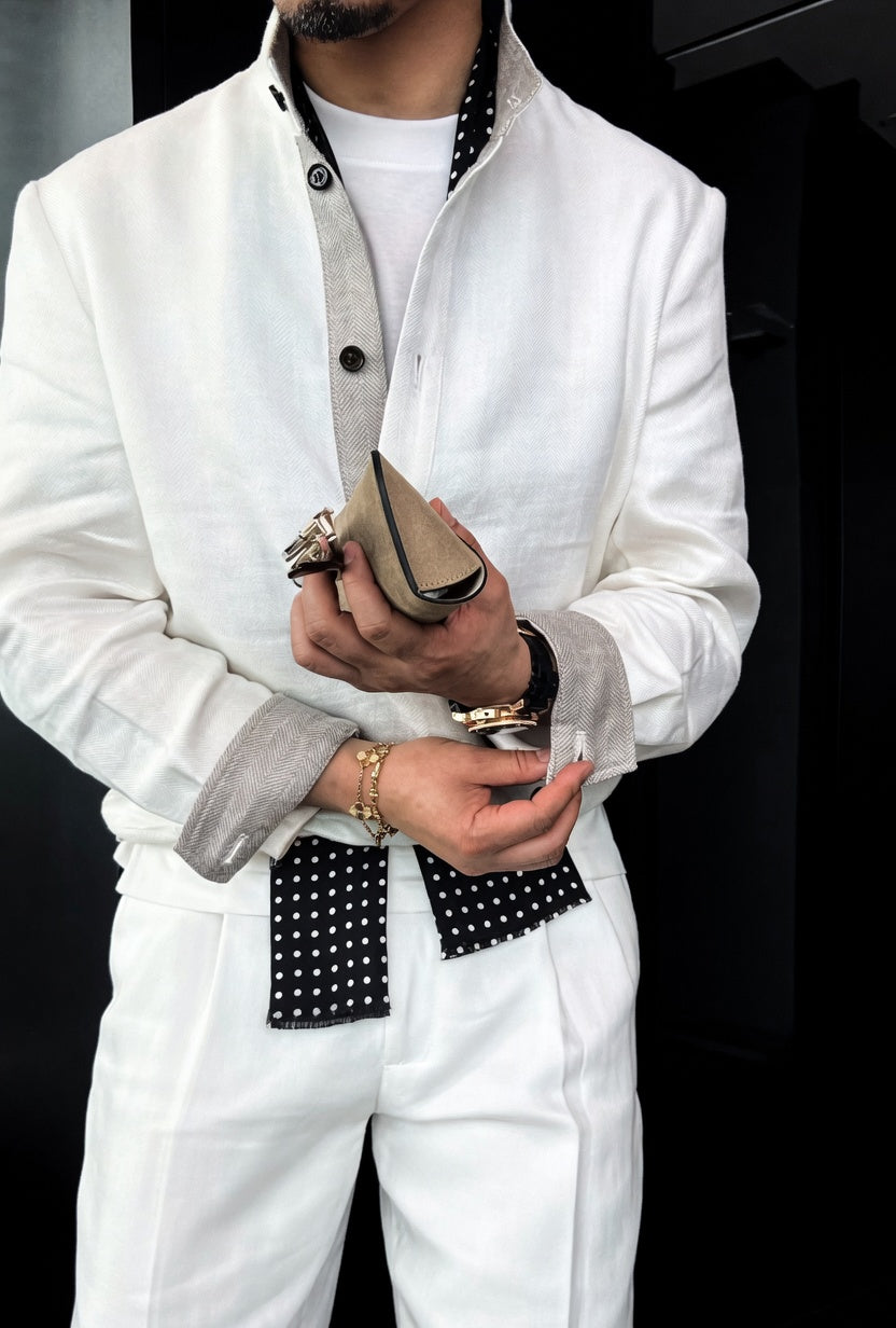 Premium Linen-Blend Henley Suit