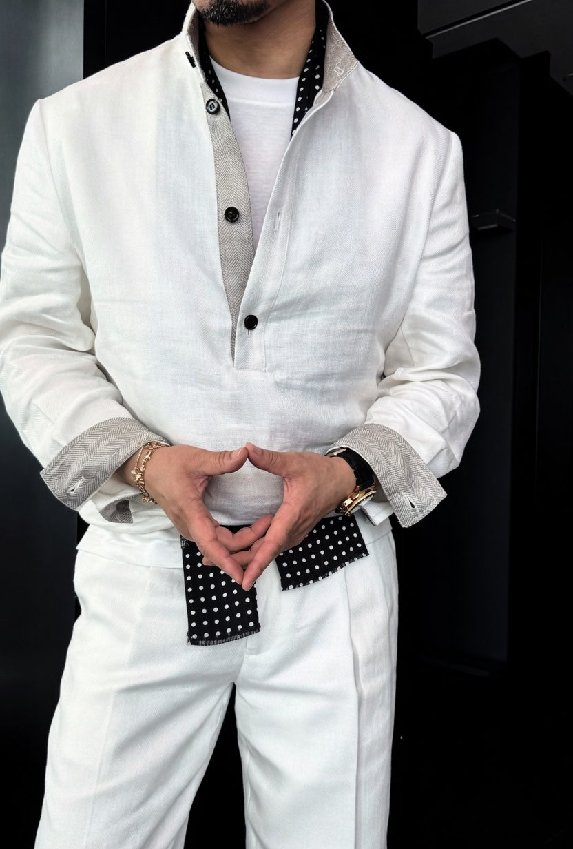 Premium Linen-Blend Henley Suit