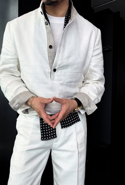 Premium Linen-Blend Henley Suit