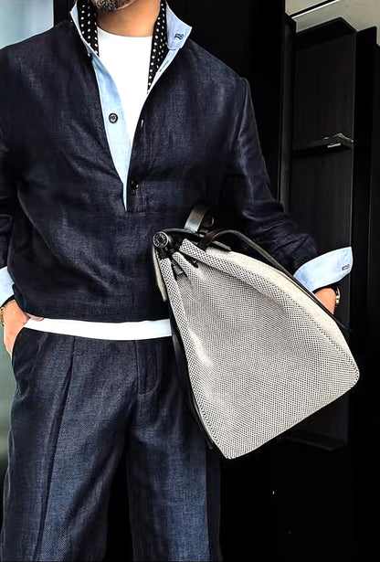 Premium Linen-Blend Henley Suit