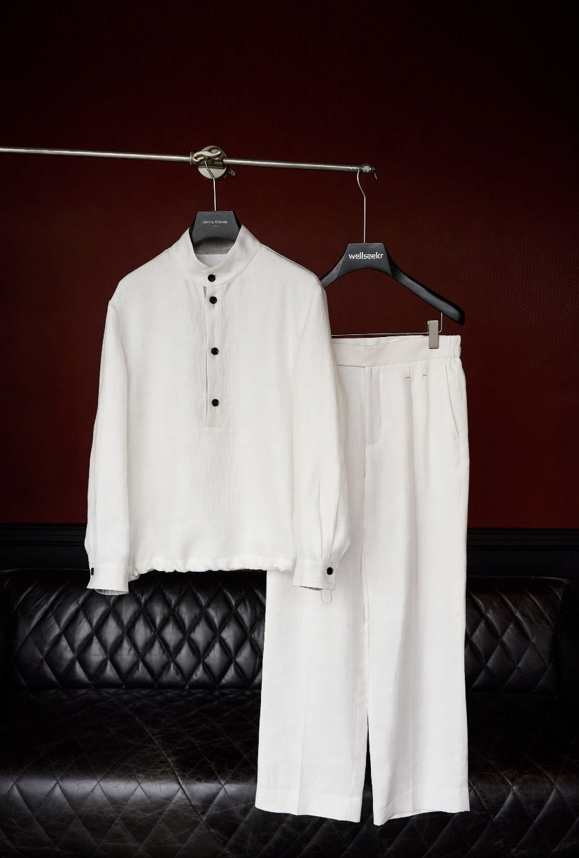 Premium Linen-Blend Henley Suit