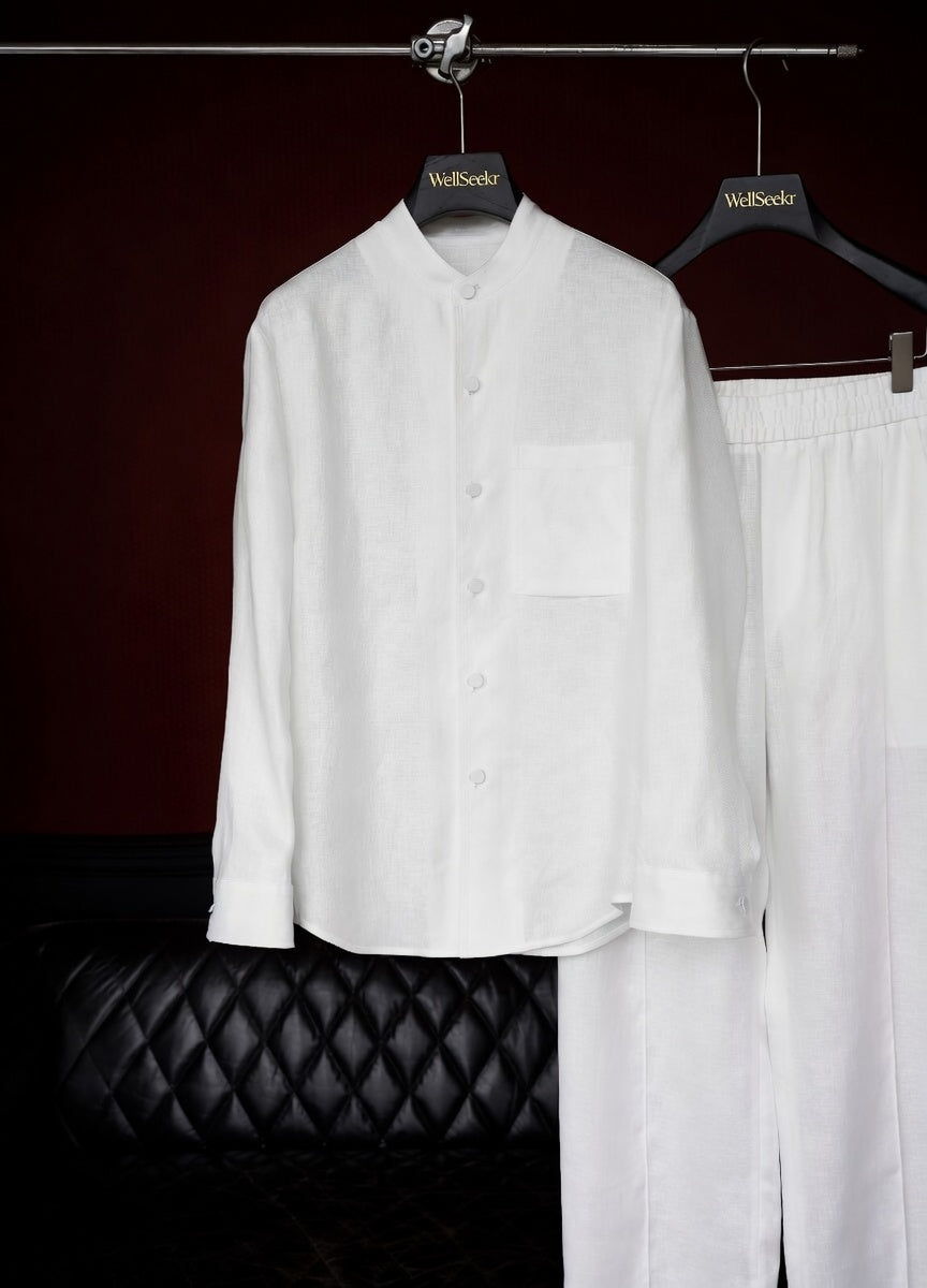 Premium Linen Mandarin Collar 2-Piece Suit | Old Money Style Breathable Set for Men