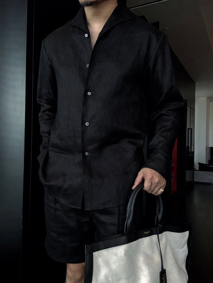 Men's Summer Linen Mandarin Collar Blazer & Shorts Set