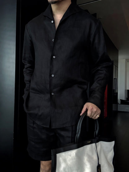 Men's Summer Linen Mandarin Collar Blazer & Shorts Set