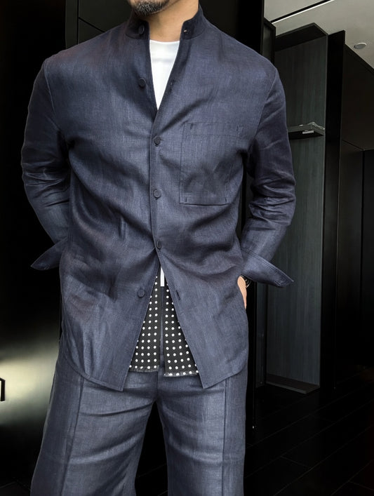 Premium Linen Mandarin Collar 2-Piece Suit | Old Money Style Breathable Set for Men