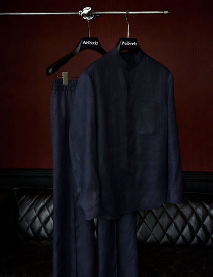 Premium Linen Mandarin Collar 2-Piece Suit | Old Money Style Breathable Set for Men