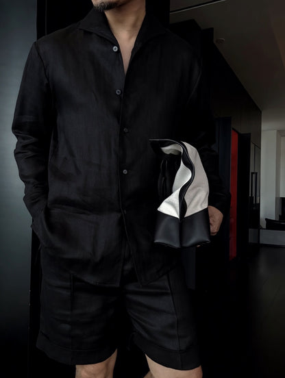Men's Summer Linen Mandarin Collar Blazer & Shorts Set